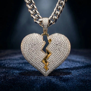 Silver Pave Heart Pendant – Split Center Design | Ice Dealer