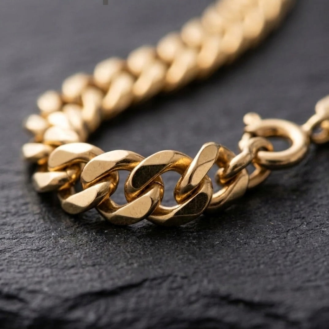Gold Plated Miami Chain – Silver Miami Chain Necklace with Gold Coating