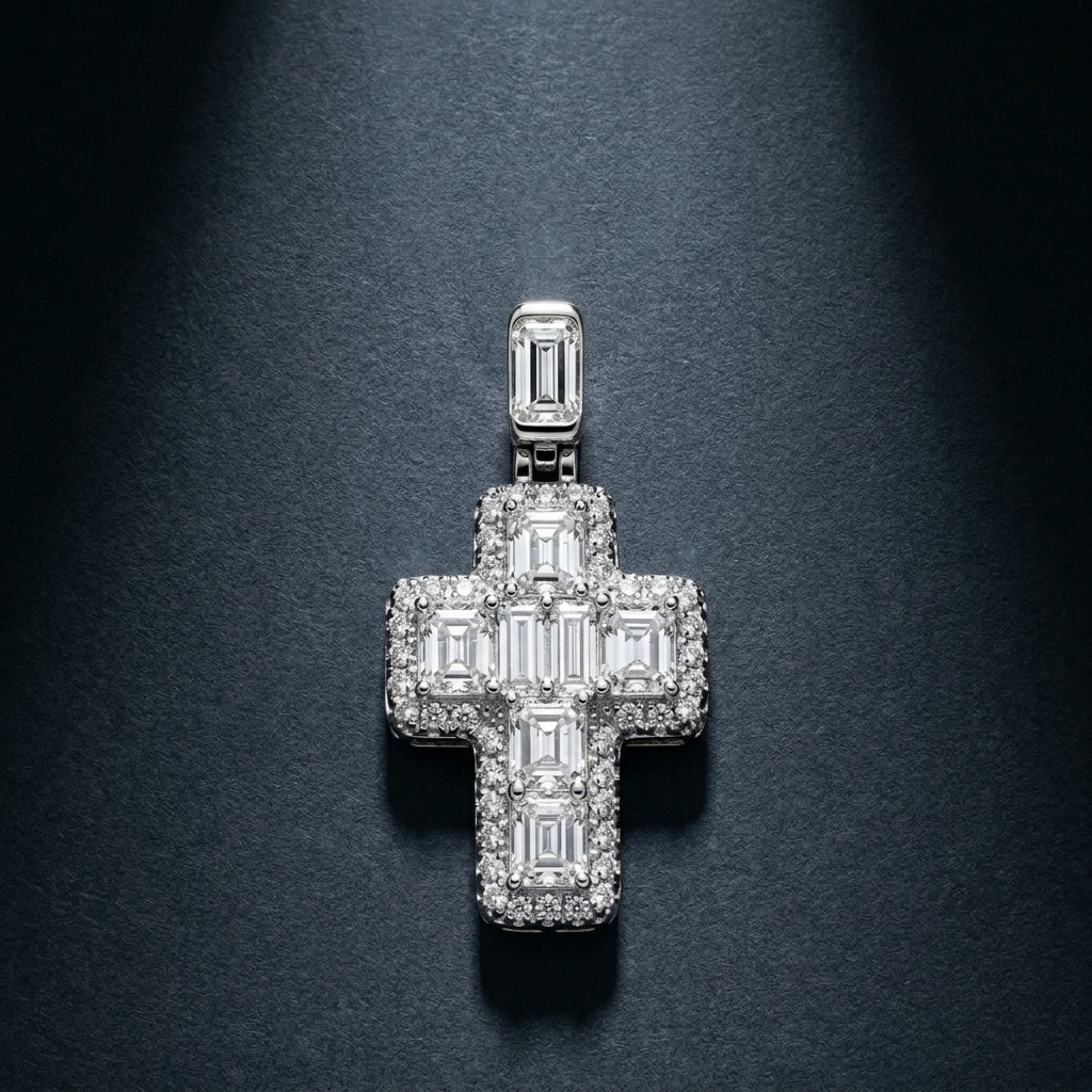 Sovereign Radiance Baguette Cross Pendant