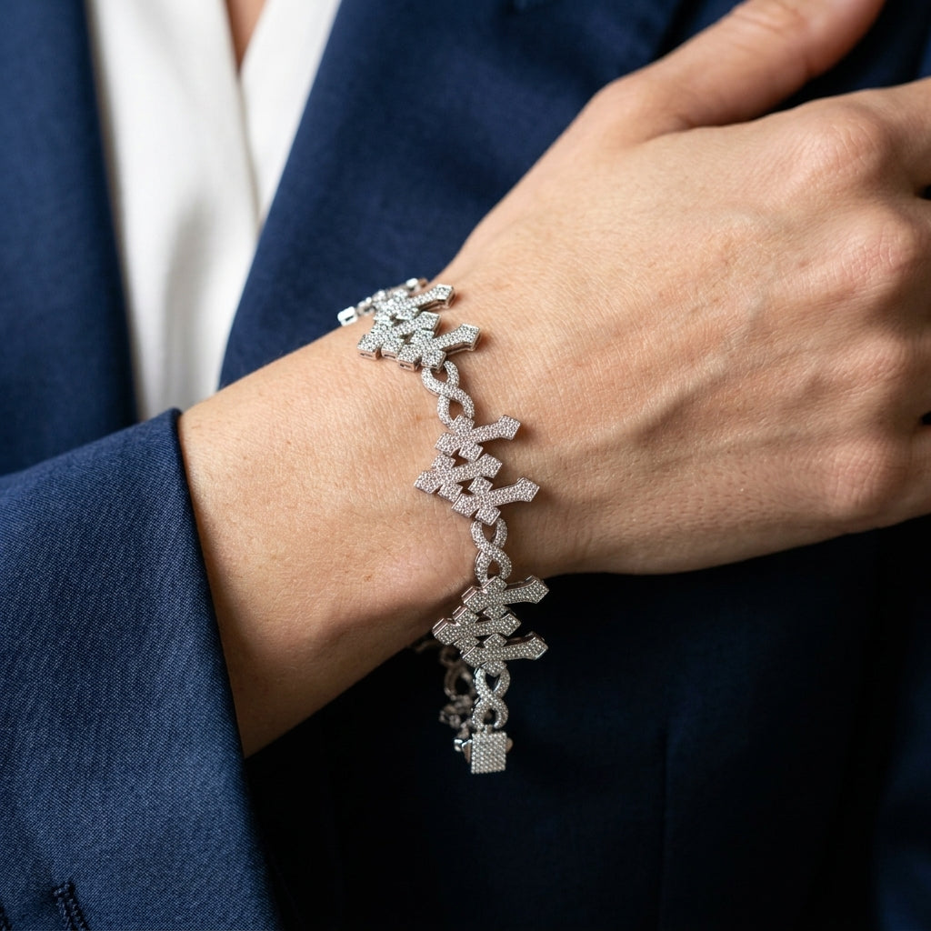 The Imperial Cruciform Link Bracelet in Moissanite