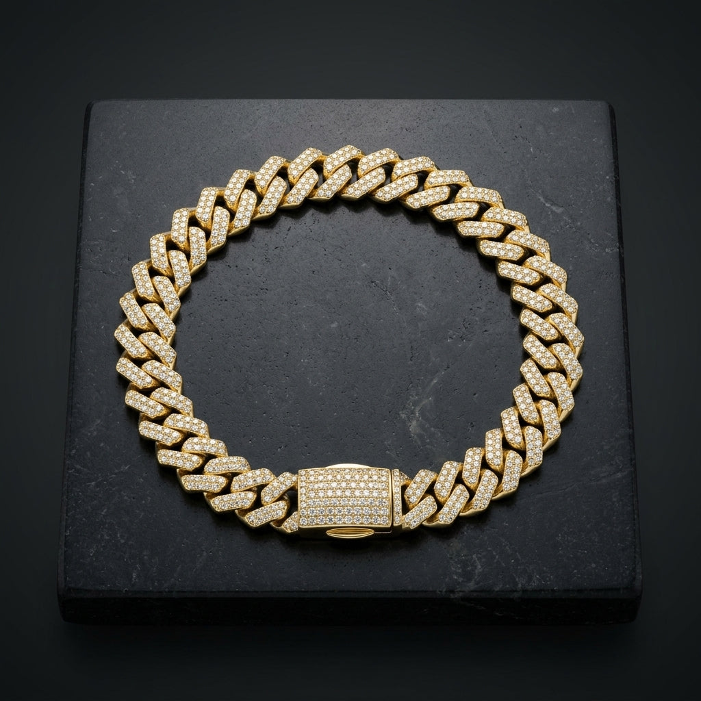 The Monaco Pavé Moissanite Cuban Link Bracelet