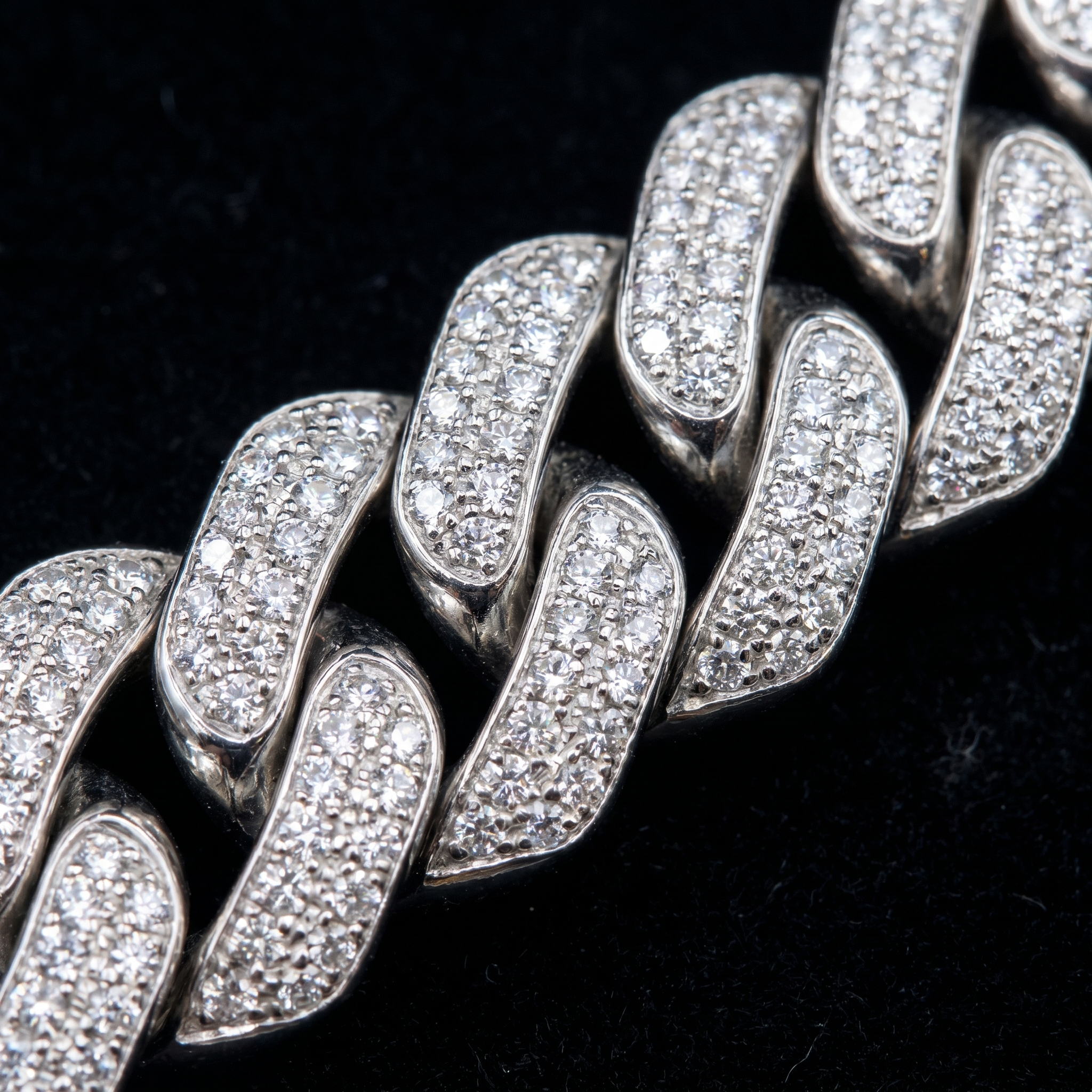 12MM Miami Cuban Chain in 925 Silver with D Color Moissanite – Diamond-Cut Finish