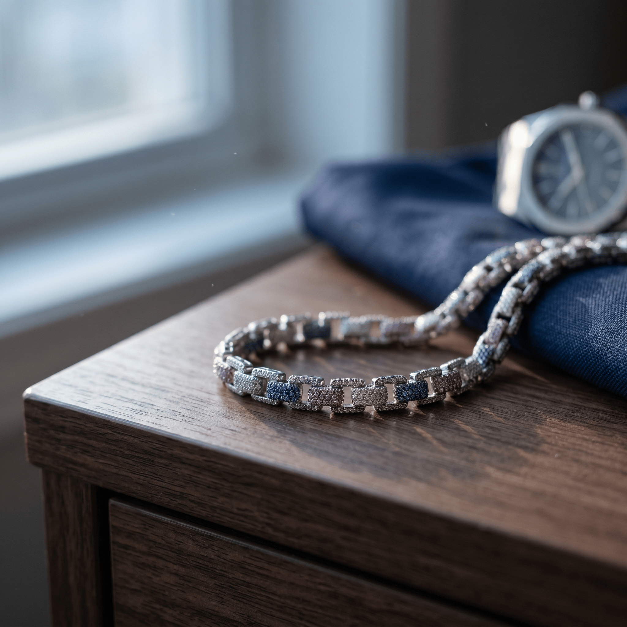 Imperial 8mm Cuban Link Chain in 925 Silver with D-Color Moissanite