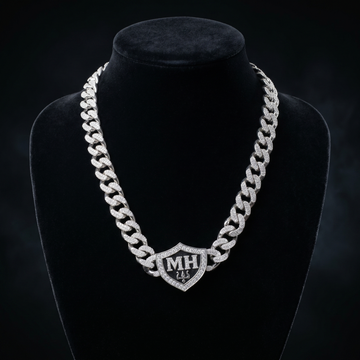 16MM Miami Cuban Link Chain in 925 Silver with D-Color Moissanite – Diamond-Cut Finish
