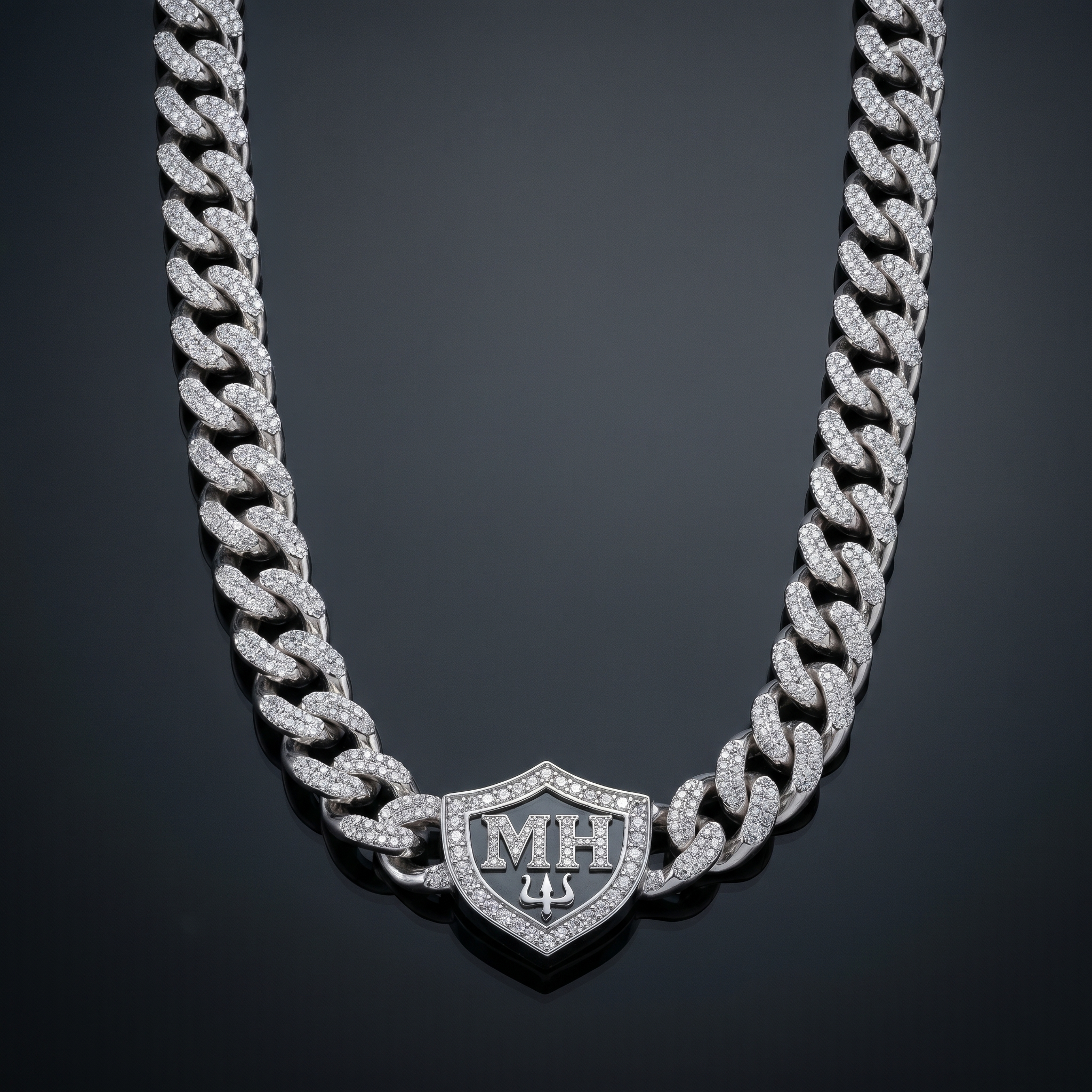 16MM Miami Cuban Link Chain in 925 Silver with D-Color Moissanite – Diamond-Cut Finish