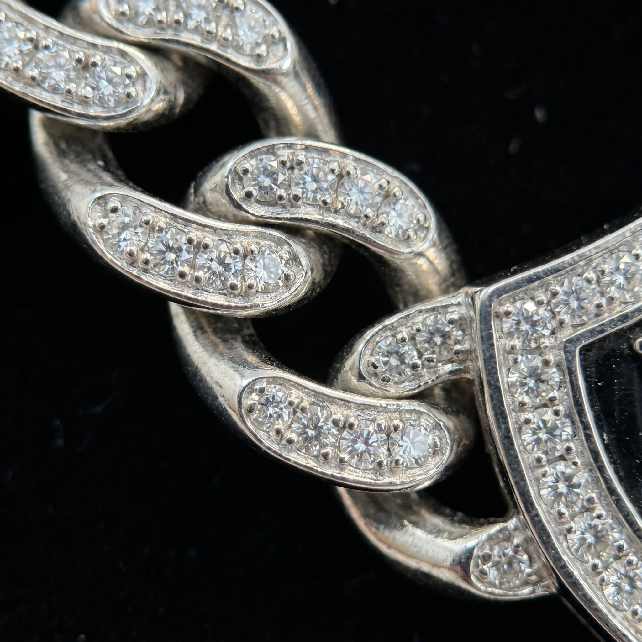16MM Miami Cuban Link Chain in 925 Silver with D-Color Moissanite – Diamond-Cut Finish