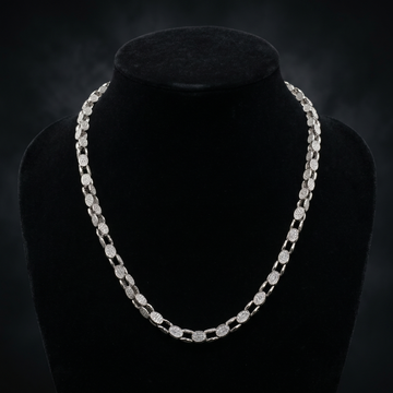6MM Cuban Link Chain in 925 Silver with CZ Stones – 22” Edition