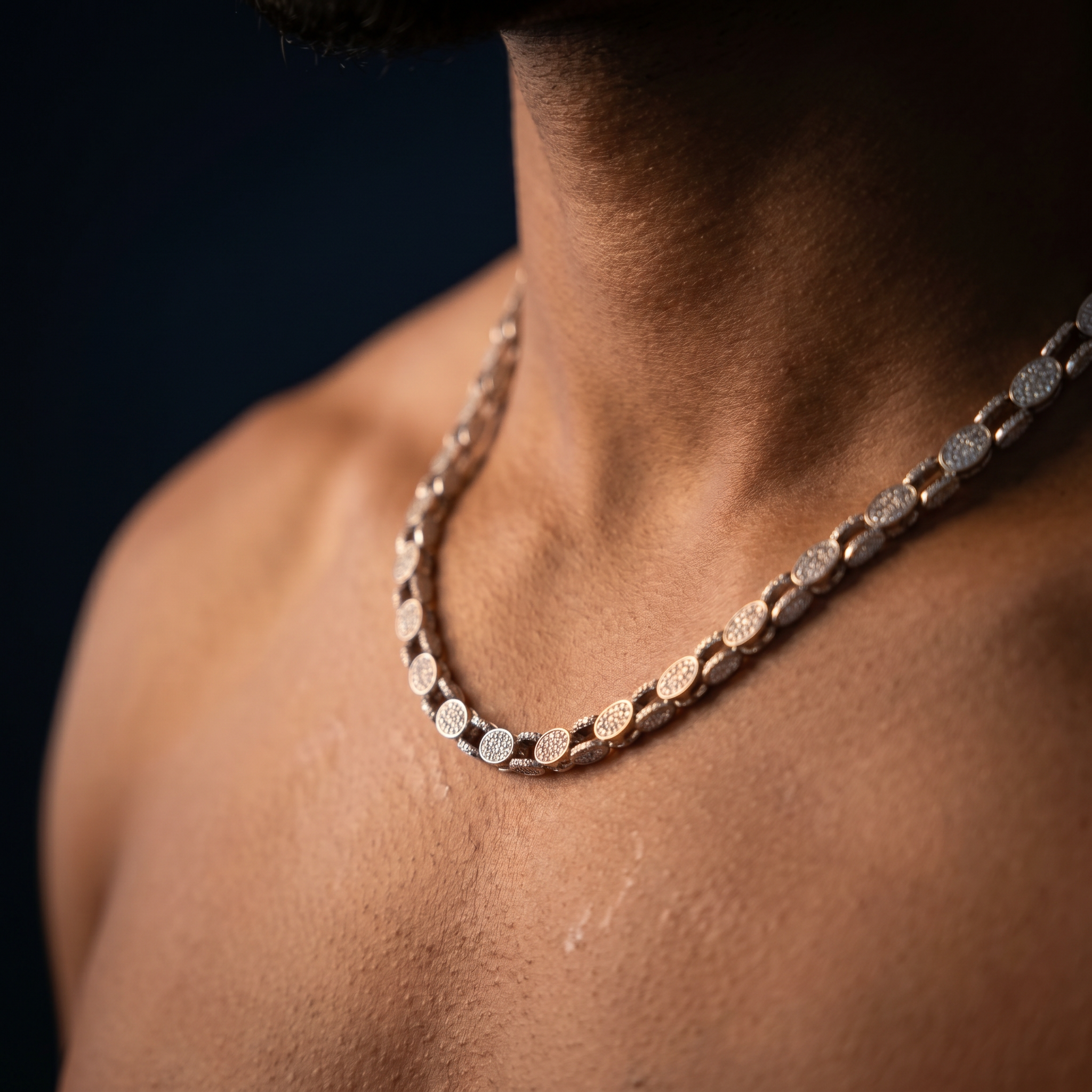 6MM Cuban Link Chain in 925 Silver with CZ Stones – 22” Edition