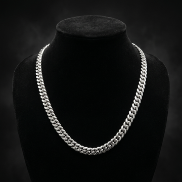11MM Miami Cuban Link Chain in 925 Silver with D-Color Moissanite – Diamond-Cut Finish