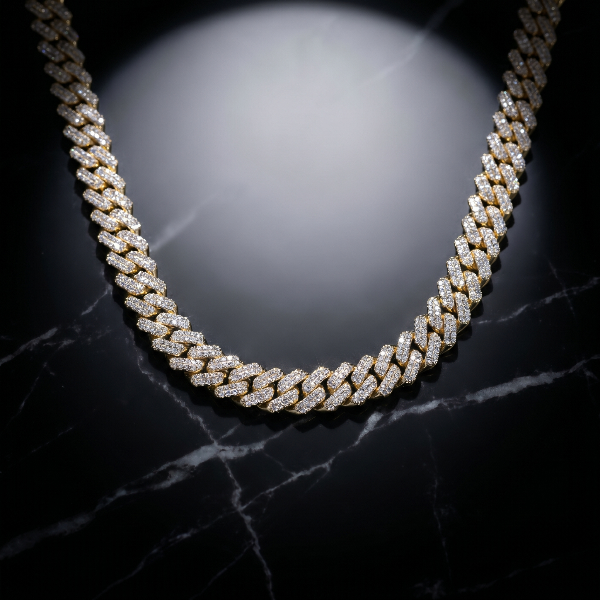 12MM Miami Cuban Link Chain in 925 Silver with D Color Moissanite