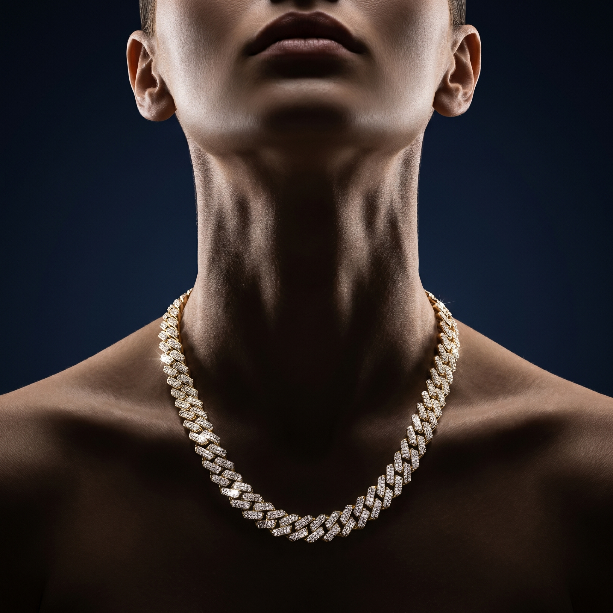 12MM Miami Cuban Link Chain in 925 Silver with D Color Moissanite