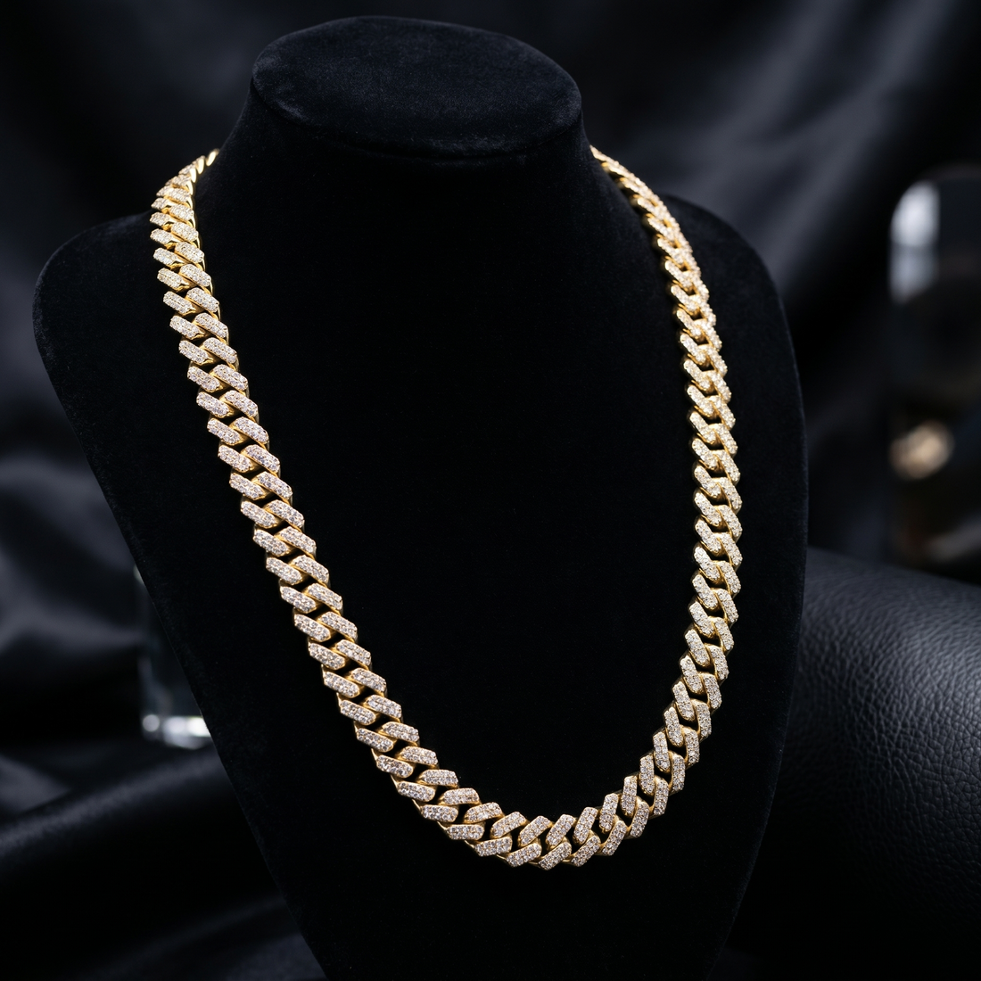 12MM Miami Cuban Link Chain in 925 Silver with D Color Moissanite