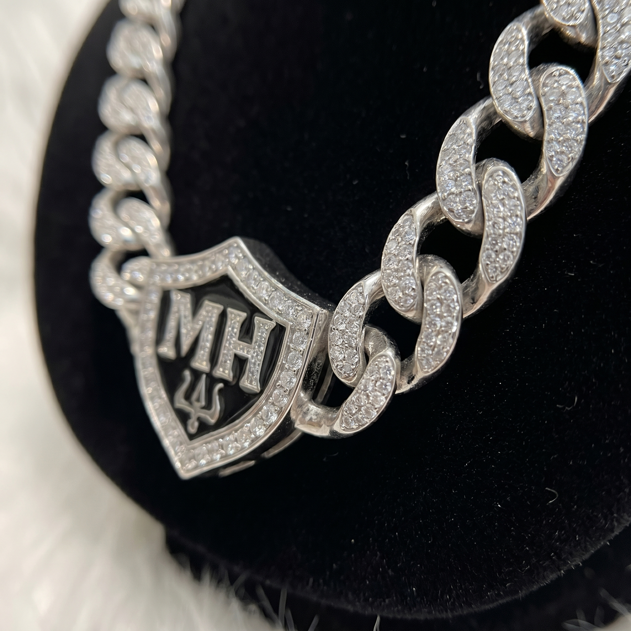16MM Miami Cuban Link Chain in 925 Silver with D Color Moissanite – Diamond-Cut Finish