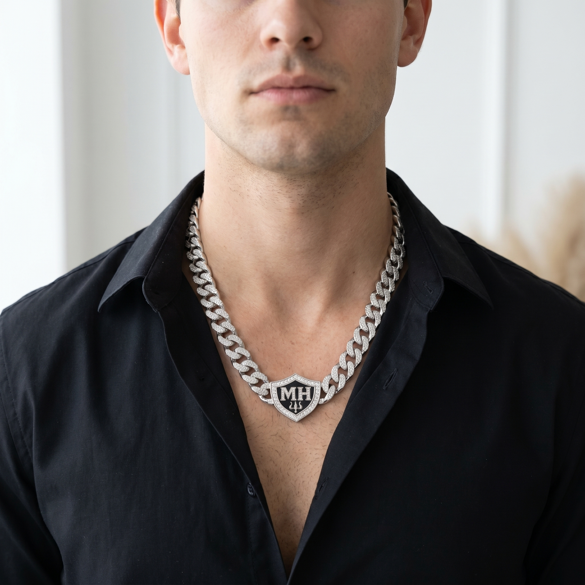 16MM Miami Cuban Link Chain in 925 Silver with D Color Moissanite – Diamond-Cut Finish