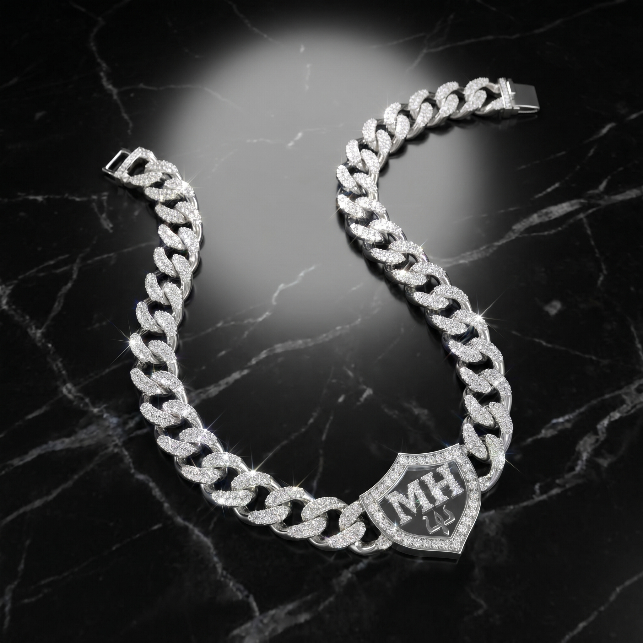 16MM Miami Cuban Link Chain in 925 Silver with D Color Moissanite – Diamond-Cut Finish