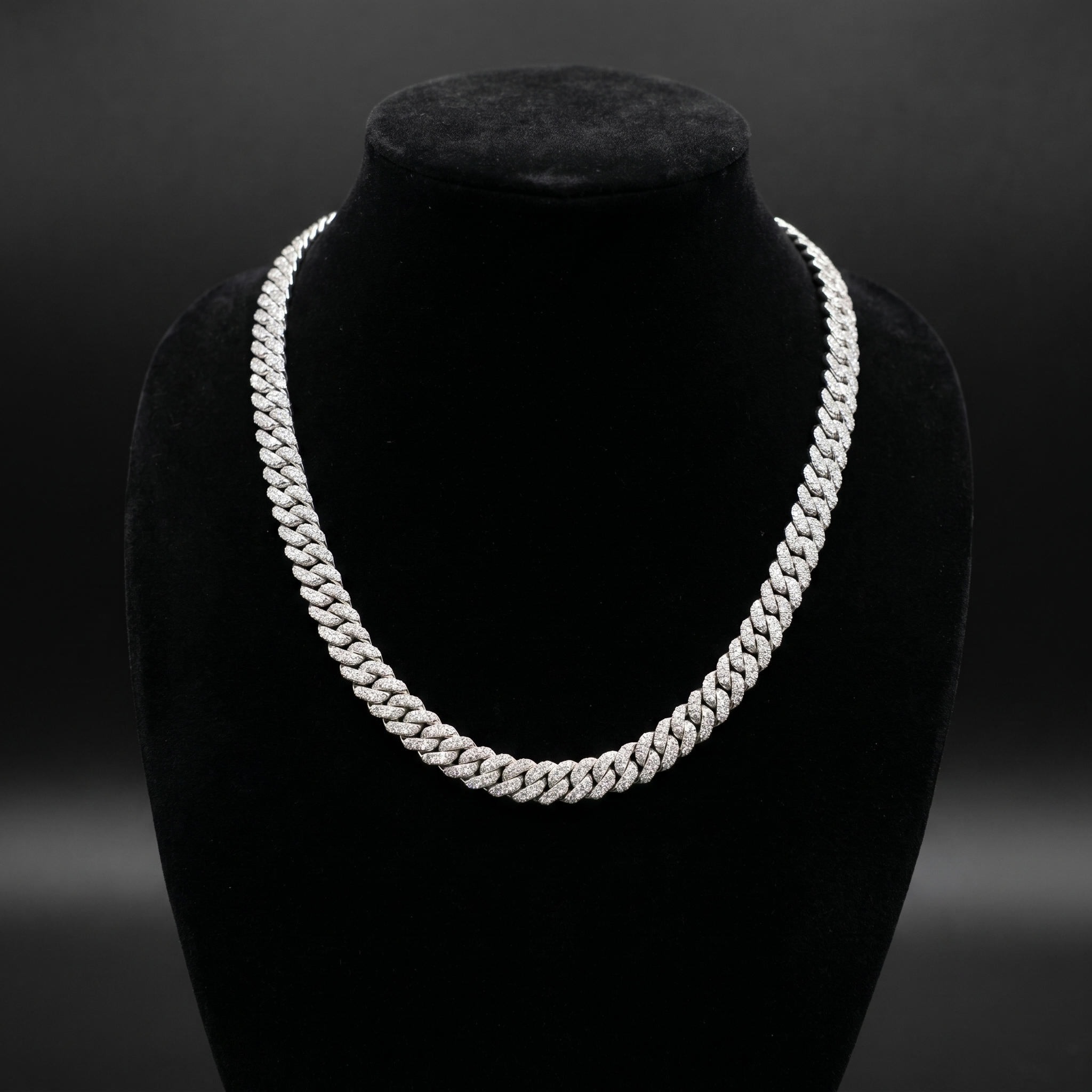 11MM Miami Cuban Link Chain in 925 Silver with D Color Moissanite