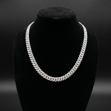 11MM Miami Cuban Link Chain in 925 Silver with D Color Moissanite