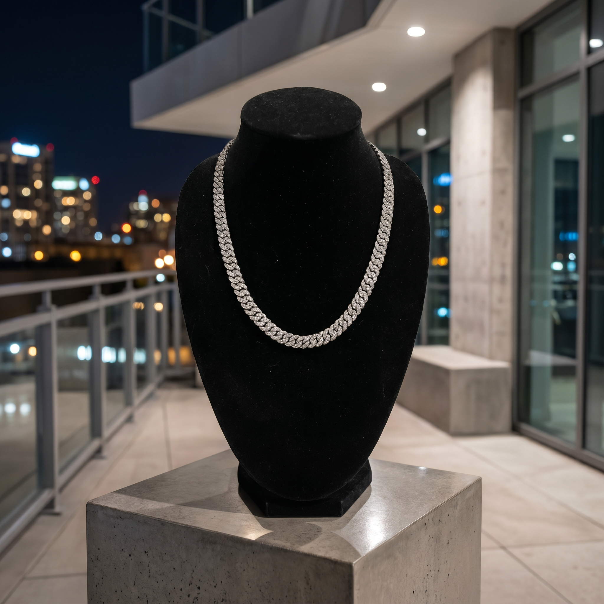 11MM Miami Cuban Link Chain in 925 Silver with D Color Moissanite