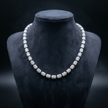7MM Miami Cuban Chain in 925 Silver with D Color Moissanite – 20 Inch Diamond-Cut Finish