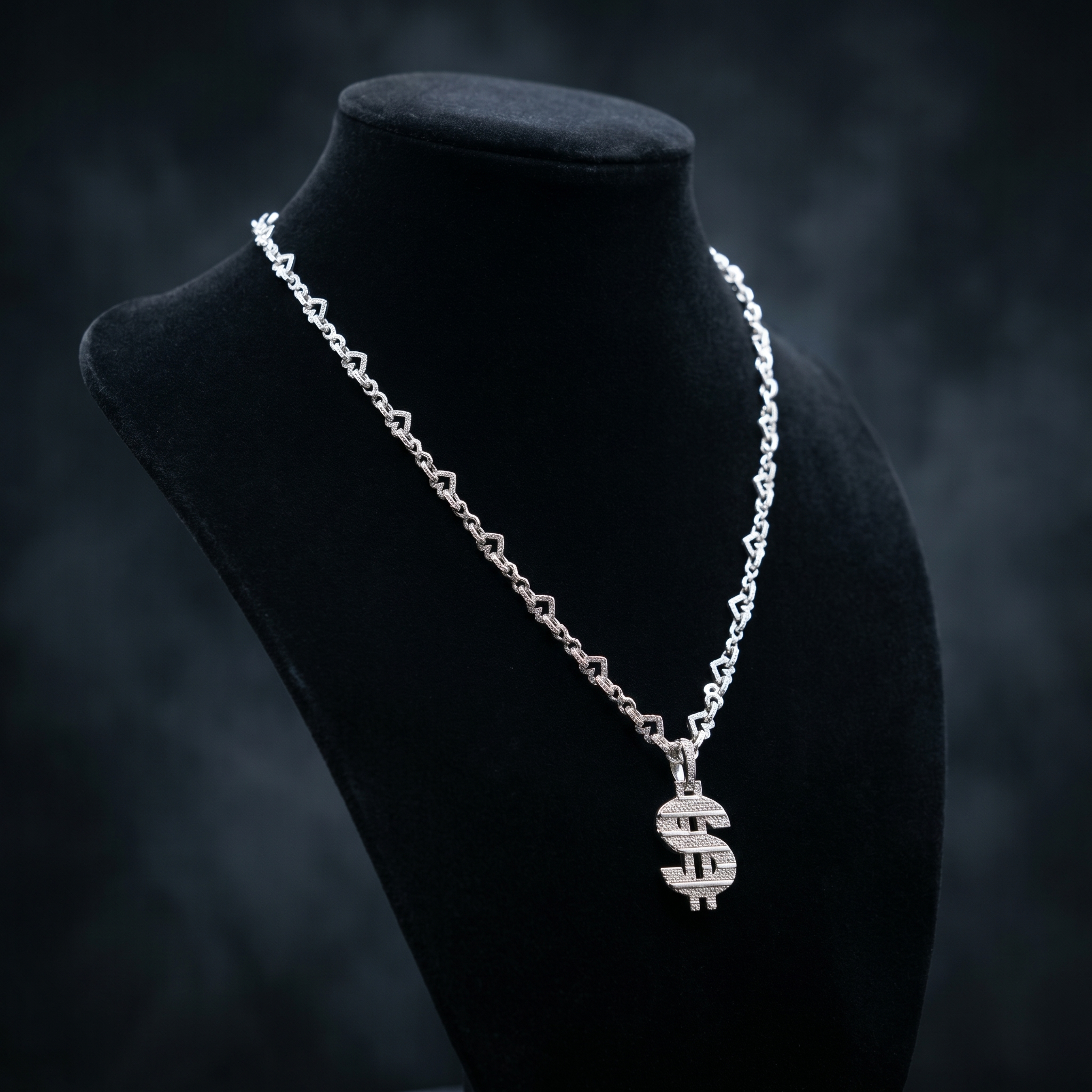 24 Inch Women’s 925 Silver Chain with D Color Moissanite – Diamond-Cut Finish