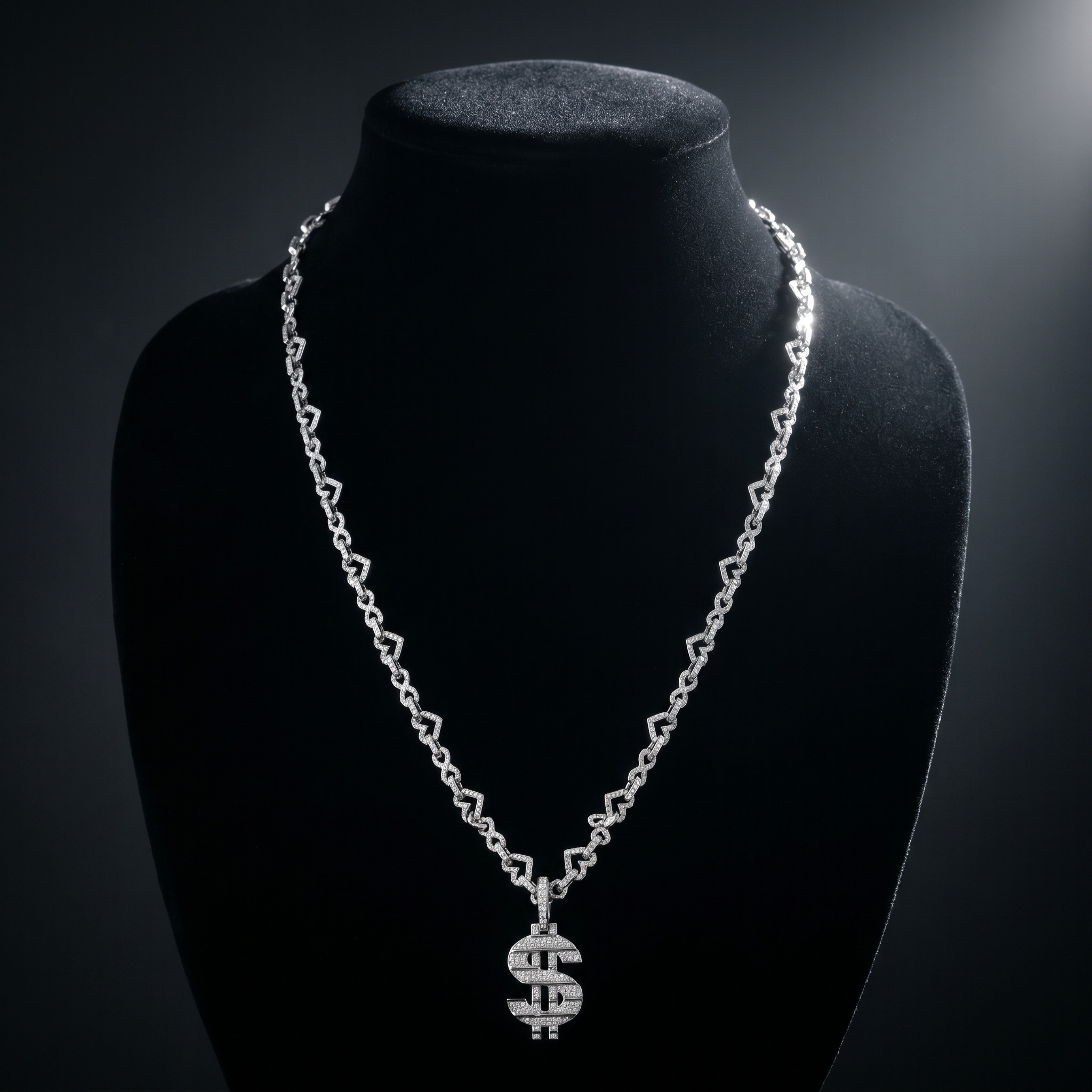 24 Inch Women’s 925 Silver Chain with D Color Moissanite – Diamond-Cut Finish