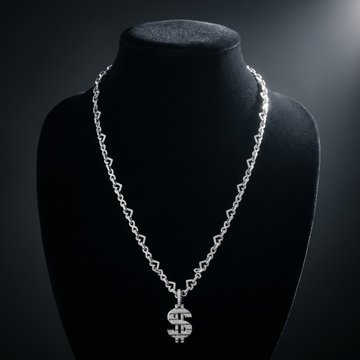 24 Inch Women’s 925 Silver Chain with D Color Moissanite – Diamond-Cut Finish
