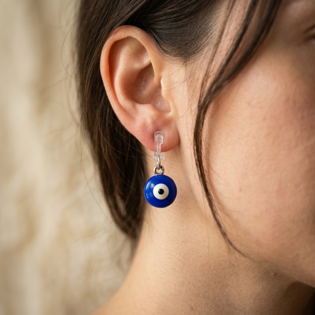 Azure Guardian Evil Eye Drop Earring