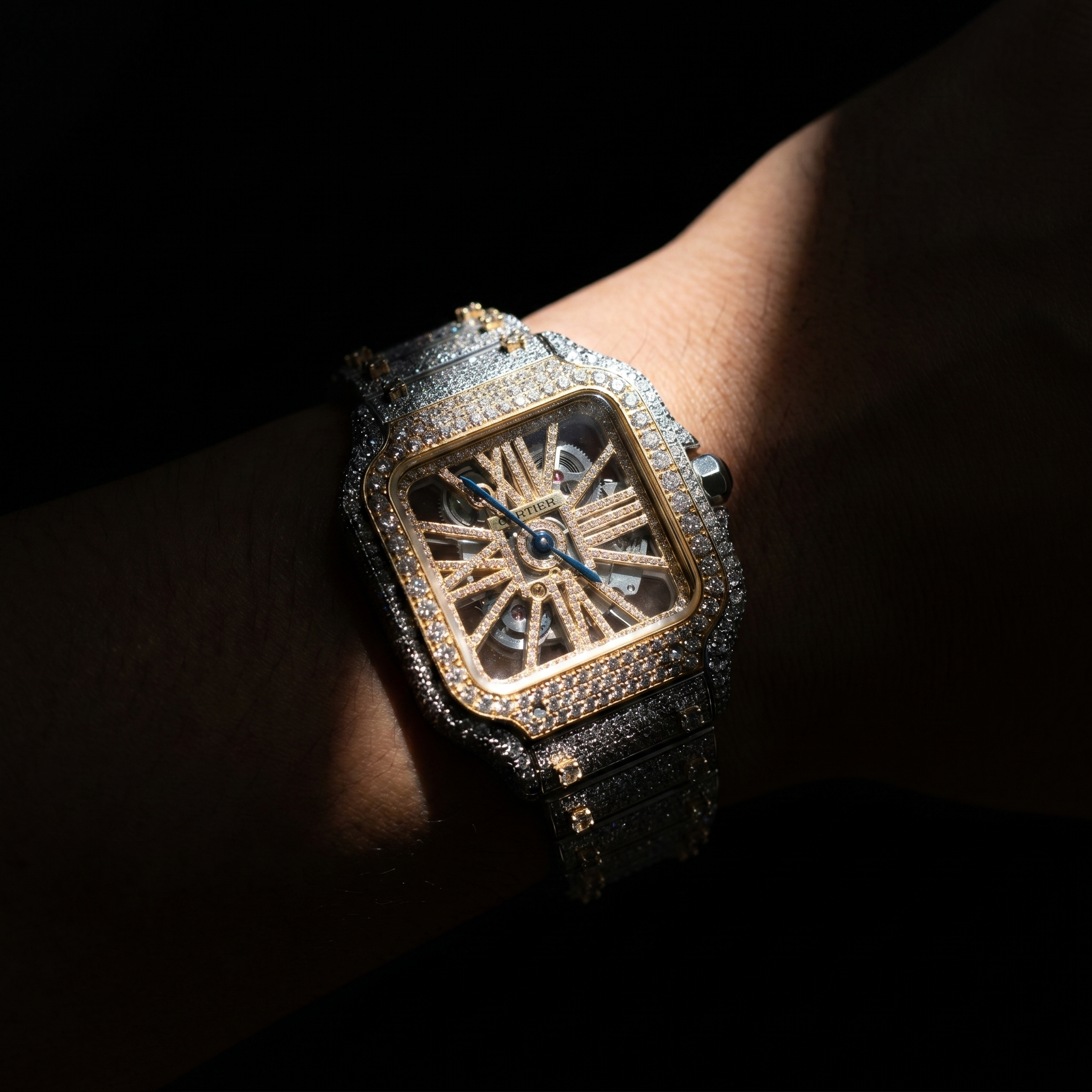 The Custom Santos de Cartier "Apex Skeleton" Bustdown Chronometer