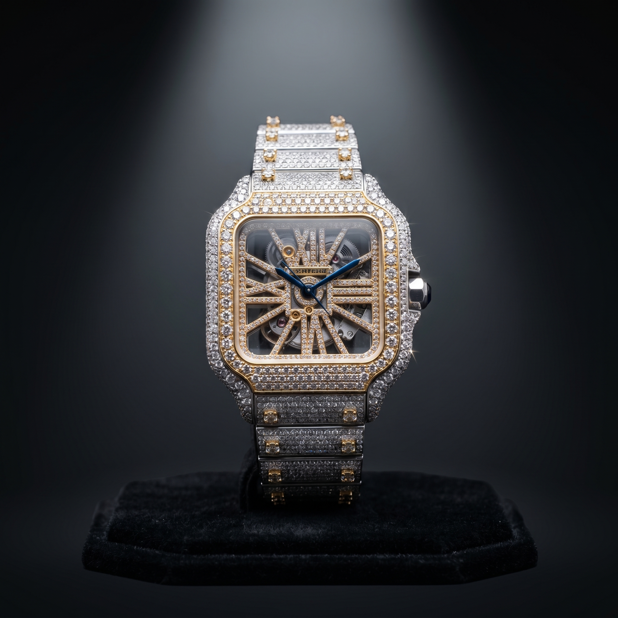 The Custom Santos de Cartier "Apex Skeleton" Bustdown Chronometer