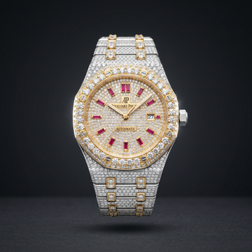 The Sovereign Octagon "Bustdown" Two-Tone Timepiece – Ruby Baguette Edition
