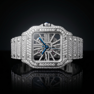 The Santos Skeleton Bustdown Timepiece in VVS-Style Brilliant Crystals