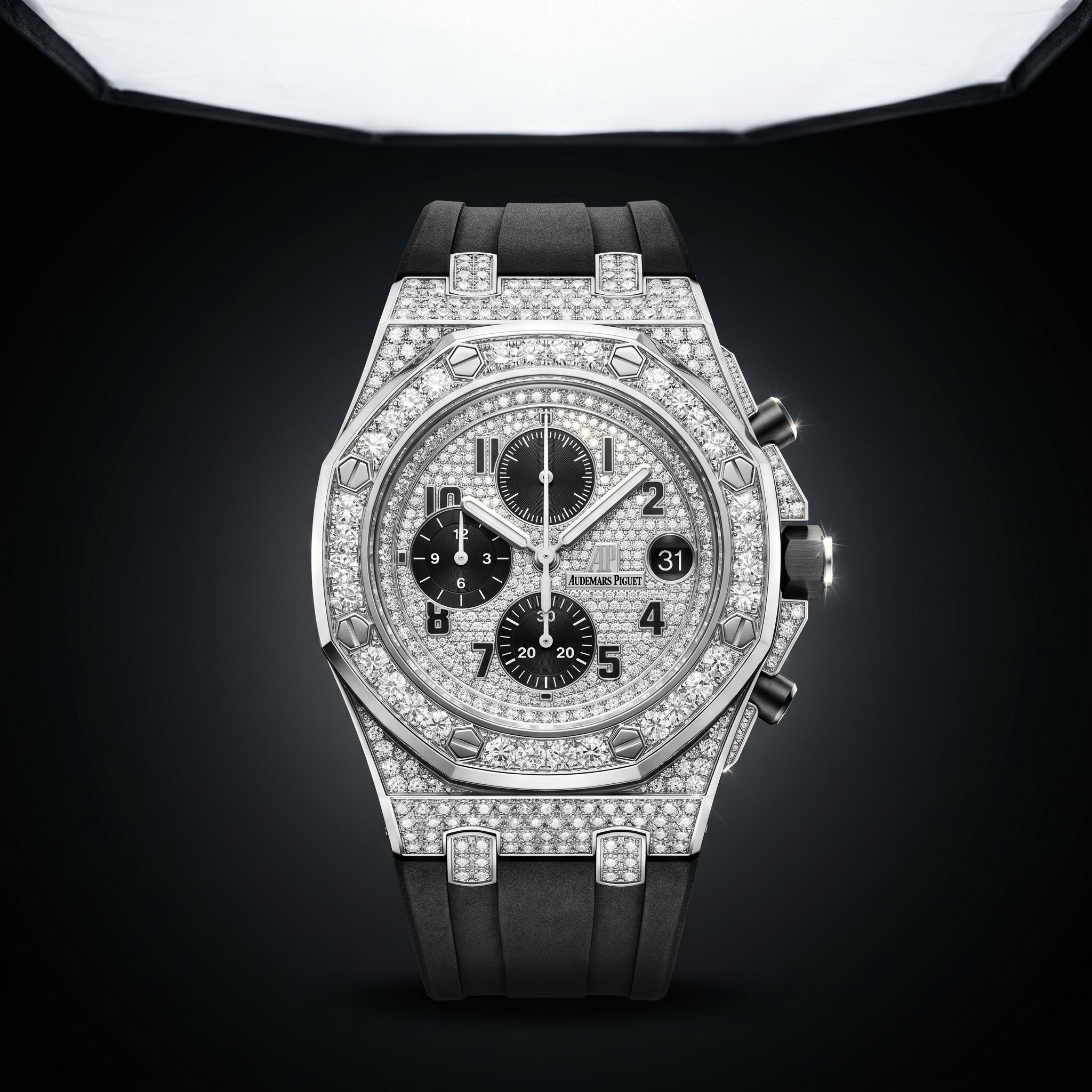 The Royal Chronograph Iced Offshore-Style Timepiece in Rose Gold & Diamond-Style Crystals