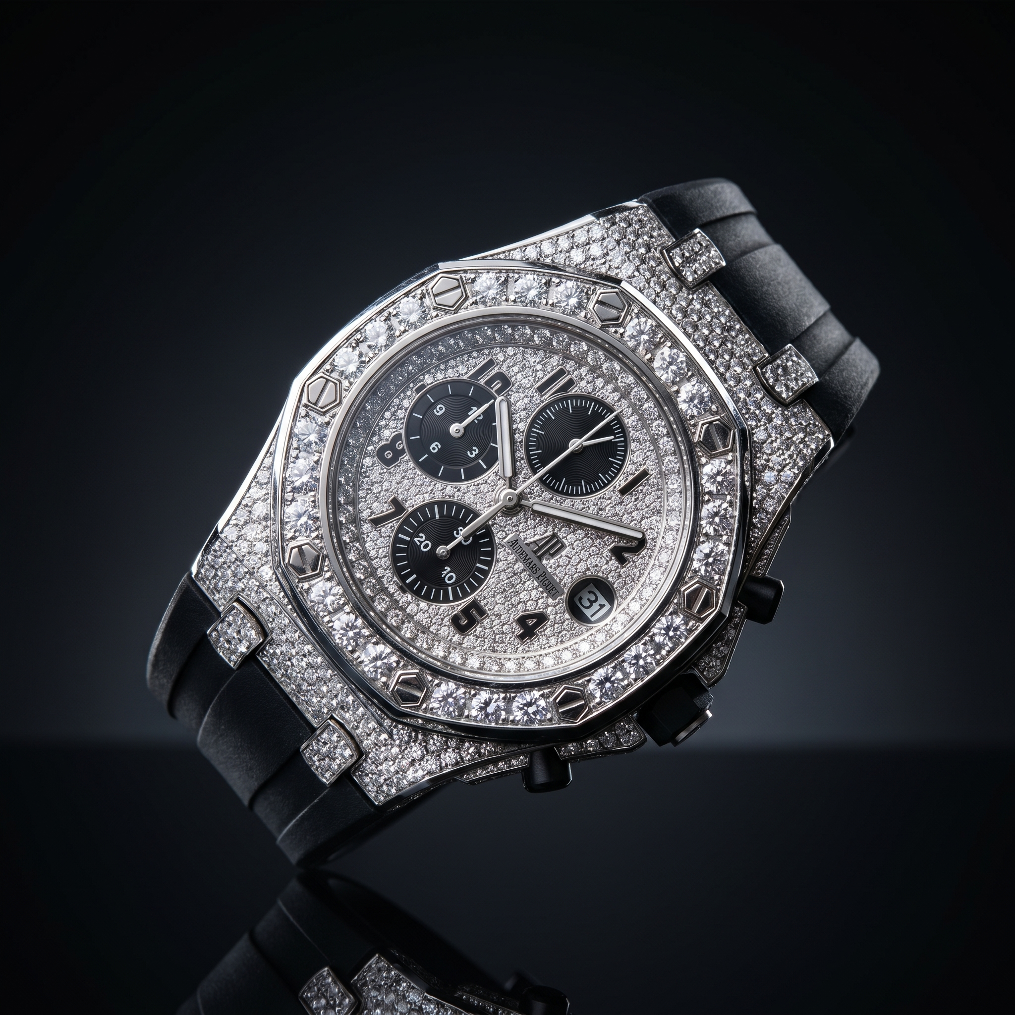 The Royal Chronograph Iced Offshore-Style Timepiece in Rose Gold & Diamond-Style Crystals