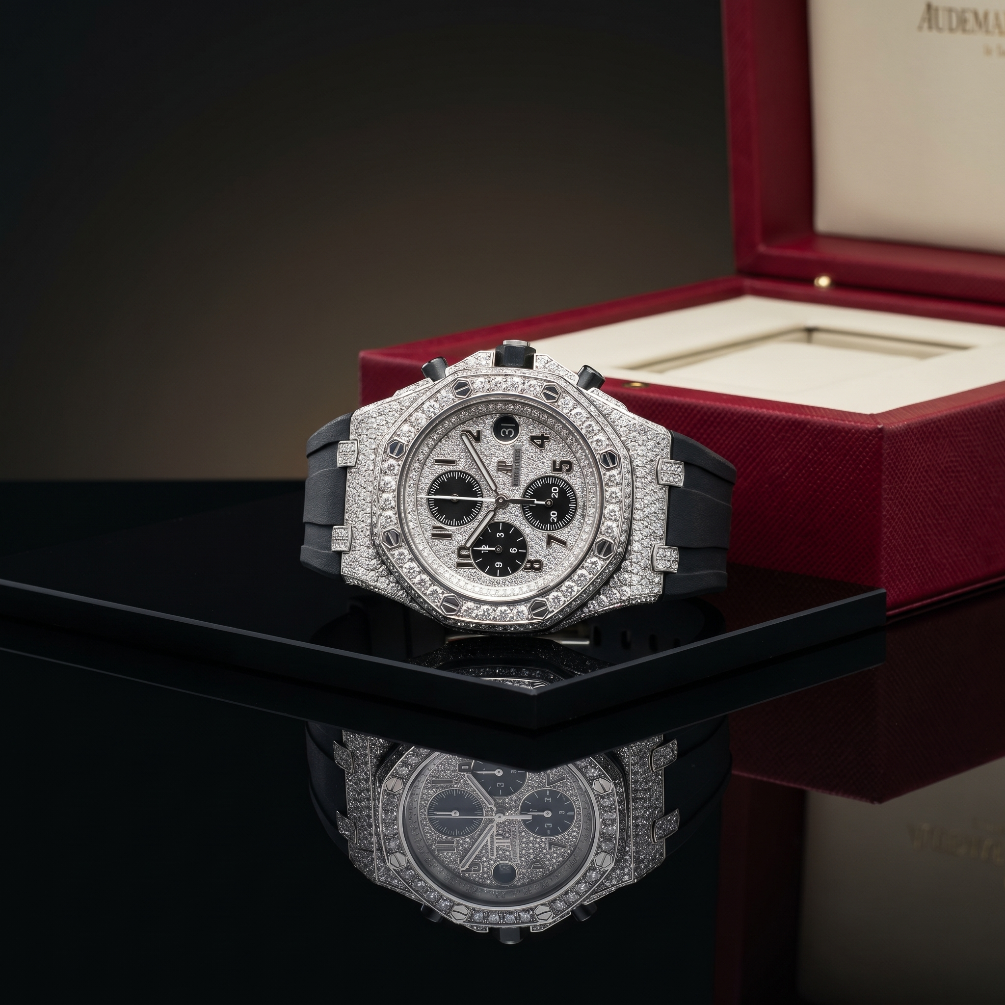 The Royal Chronograph Iced Offshore-Style Timepiece in Rose Gold & Diamond-Style Crystals