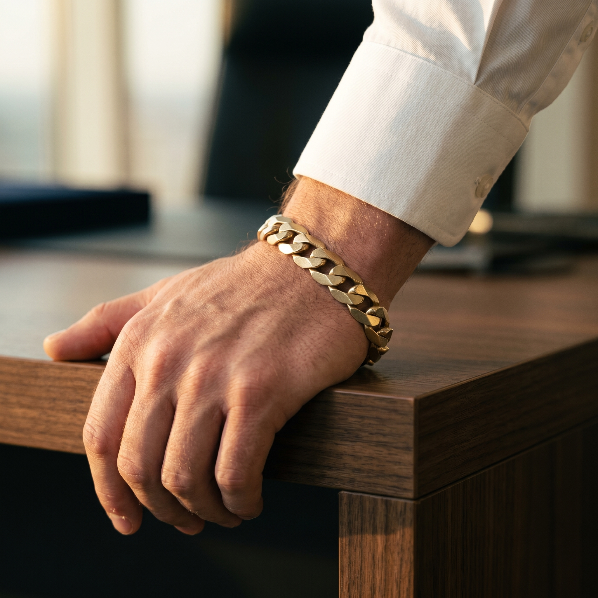 The Heritage Curb Link Bracelet in Matte Gold Finish