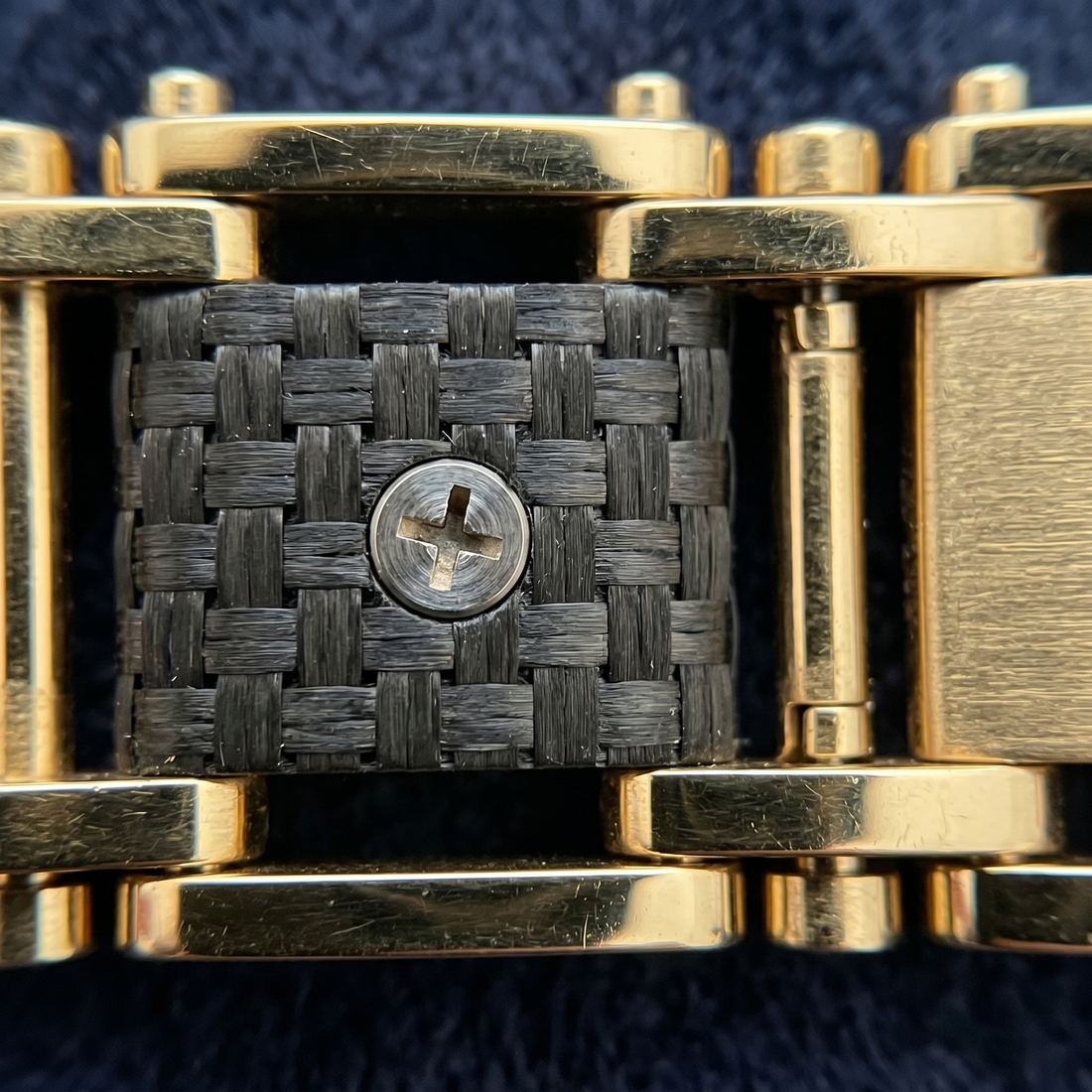 The Industrial Grid Link Statement Bracelet in Vermeil Brass