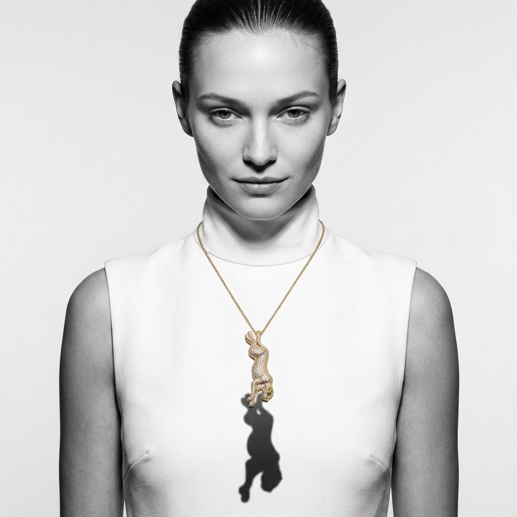 Elysian Muse Iced Out Figure Pendant — Sculpted Silver Silhouette