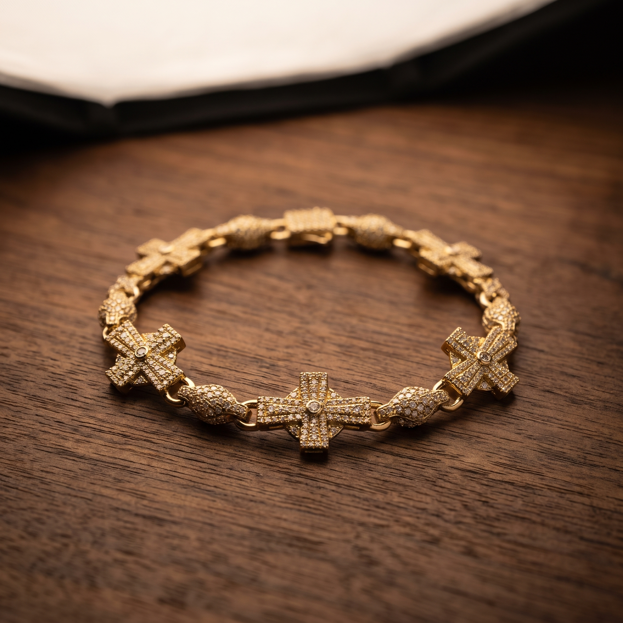 The Sovereign Cruciform Link Bracelet in Yellow Gold