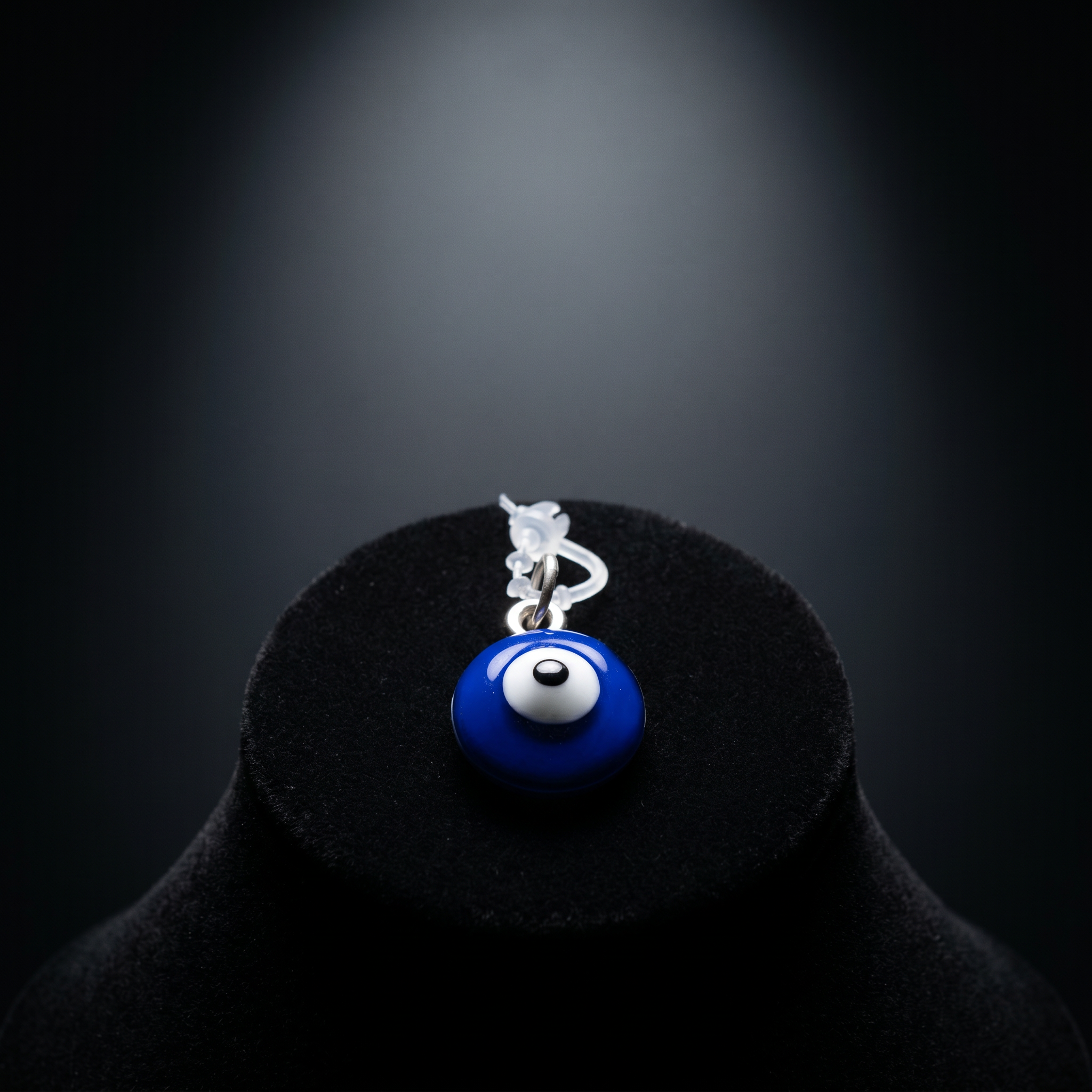 Evil Eye Charm – Blue Glass Pendant with Silver-Tone Connector