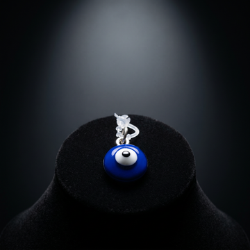 Evil Eye Charm – Blue Glass Pendant with Silver-Tone Connector