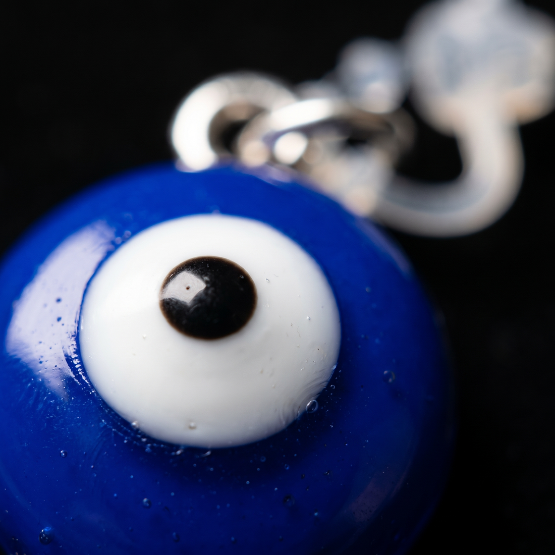 Evil Eye Charm – Blue Glass Pendant with Silver-Tone Connector