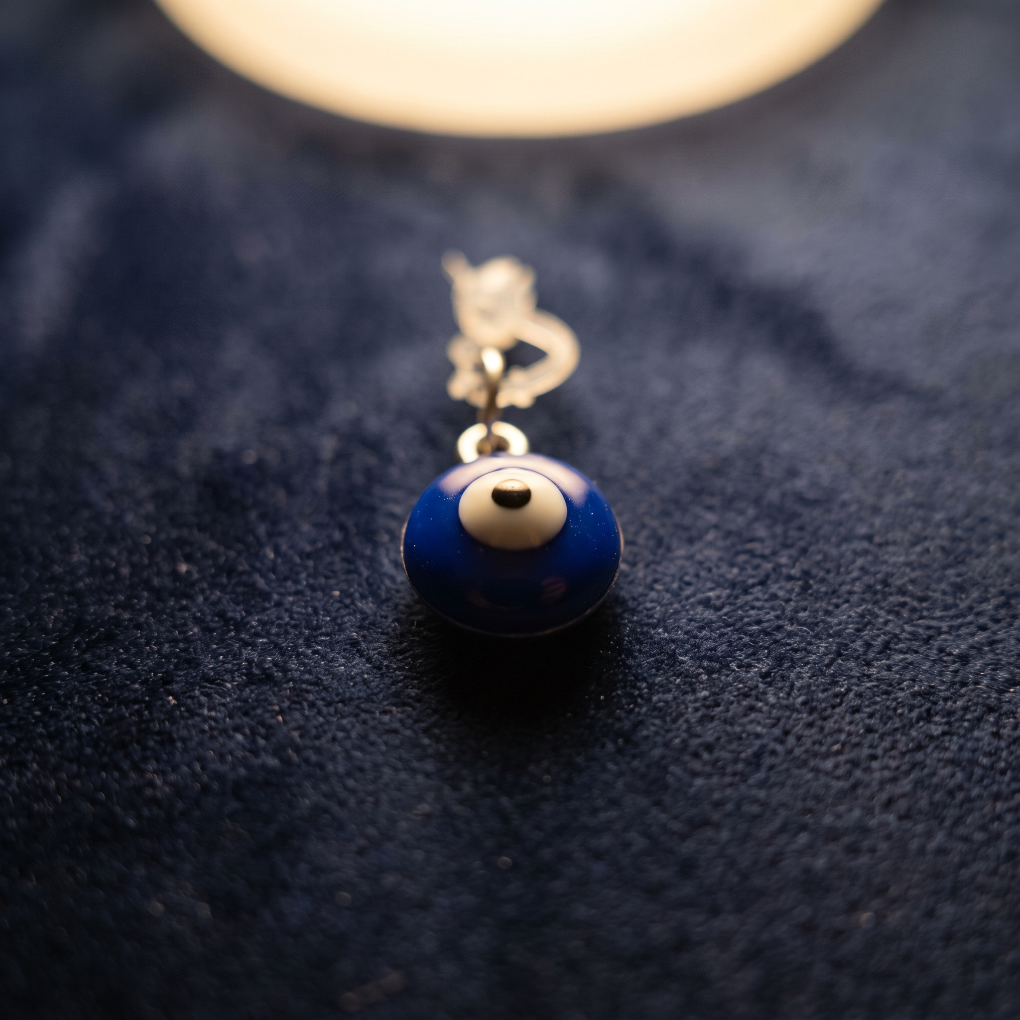 Evil Eye Charm – Blue Glass Pendant with Silver-Tone Connector