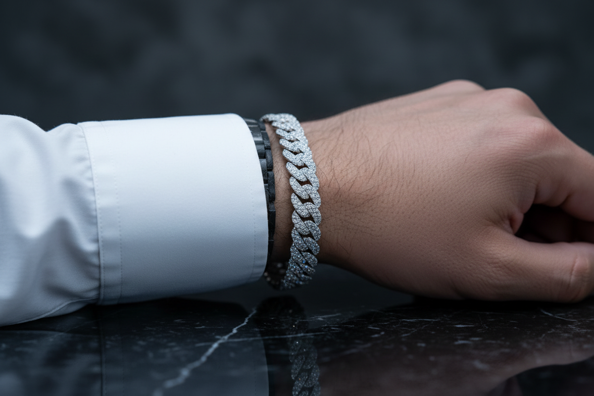 Iced Out Cuban Link Bracelet — Lifestyle Editorial