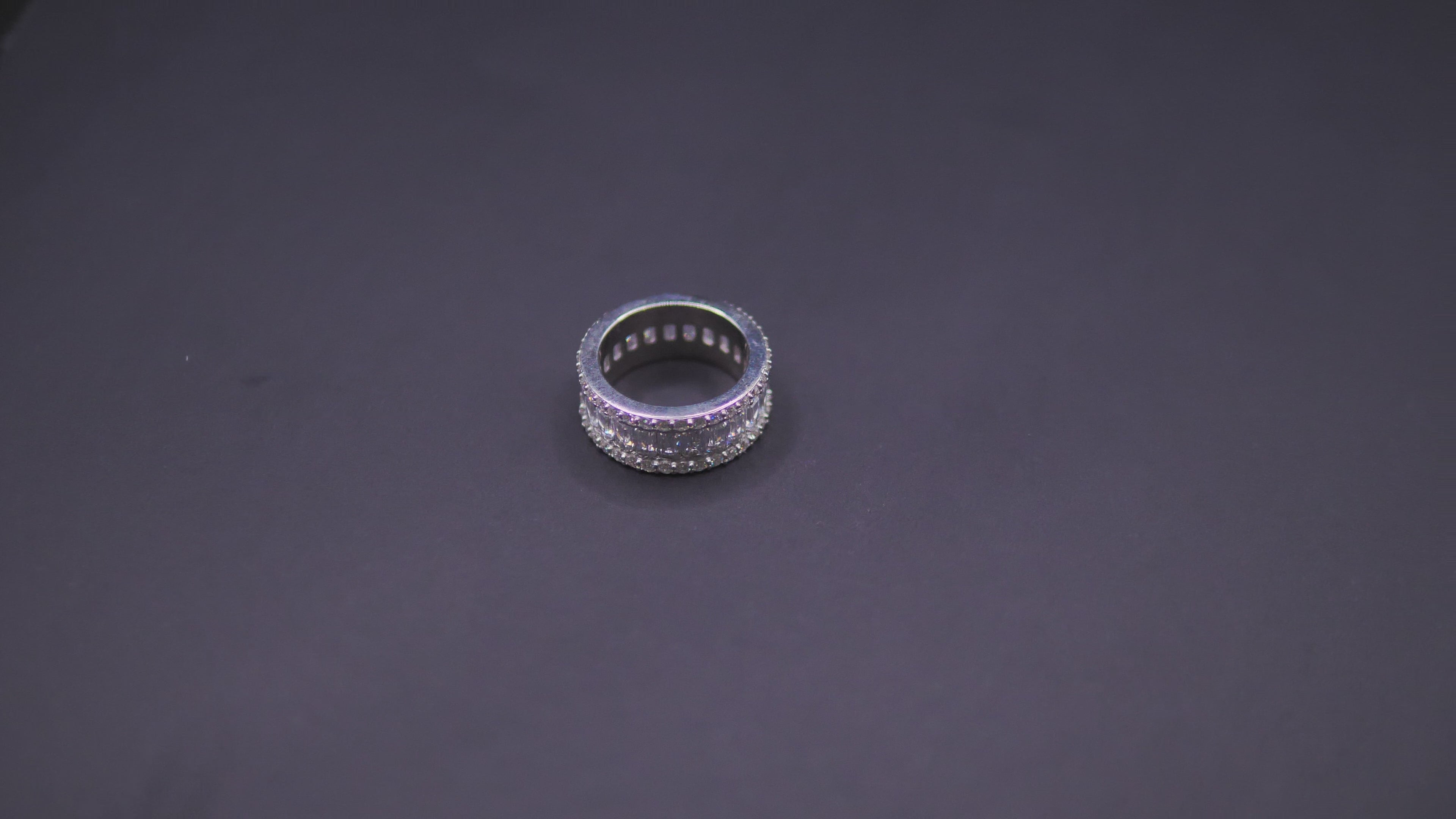 Triple Row Round-Cut Full Eternity Pavé Band Ring In Silver