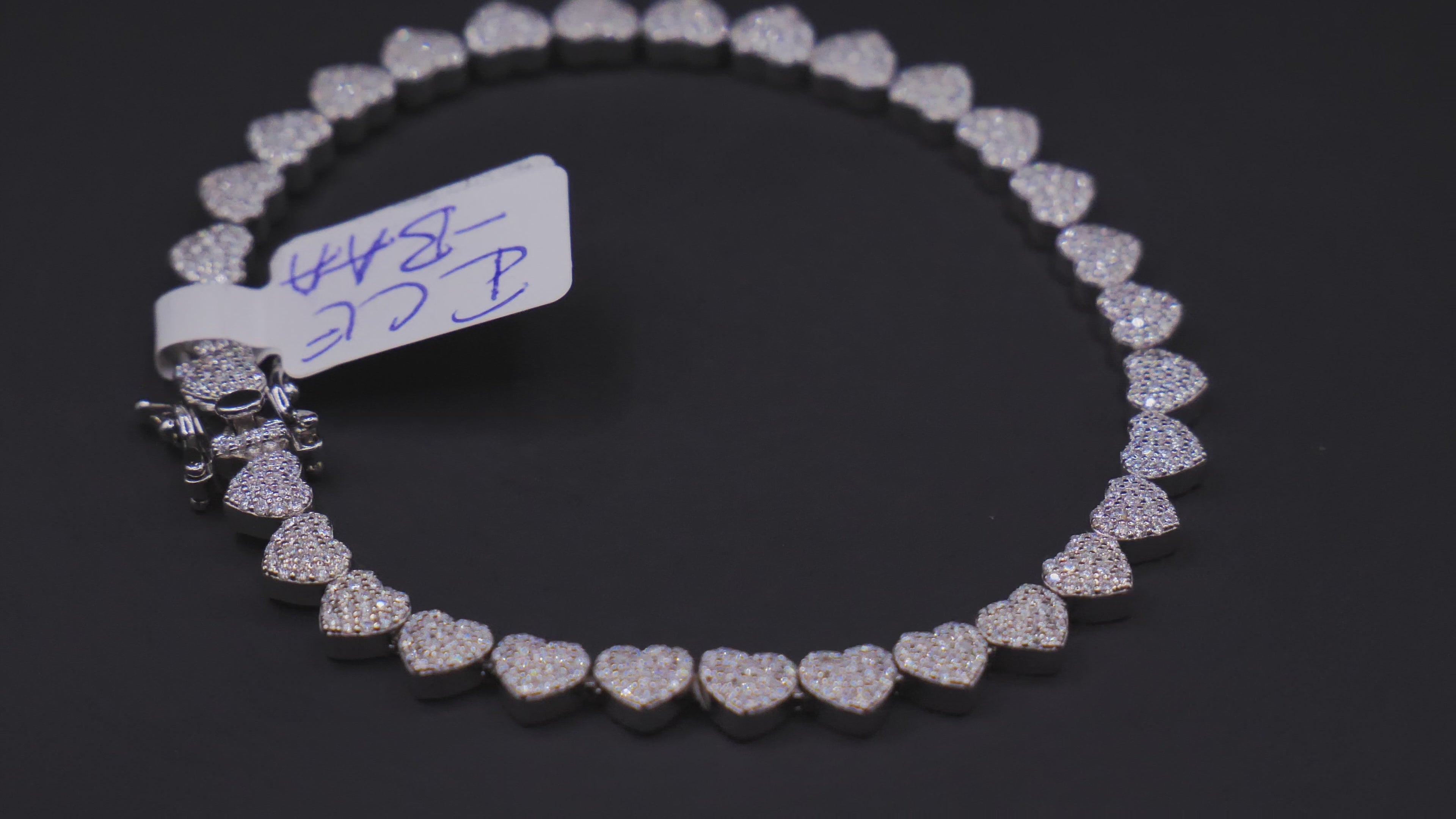 Pavé Diamond Heart Link Tennis Bracelet In White Gold