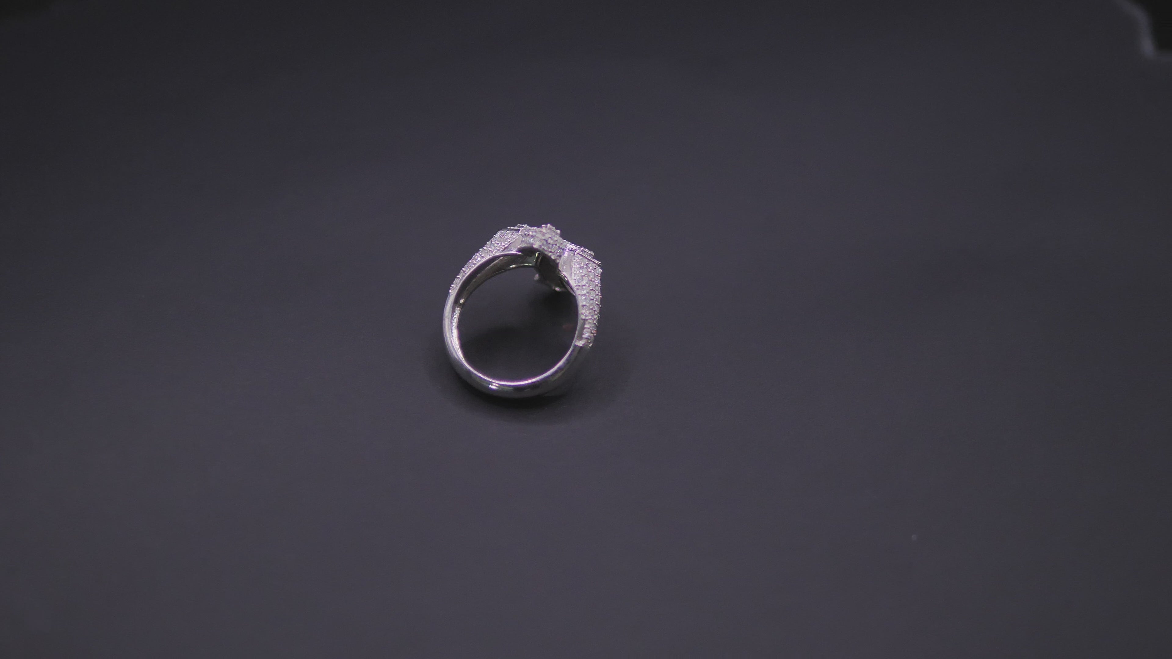Iced Out Full Pavé Cross Statement Ring In White Gold