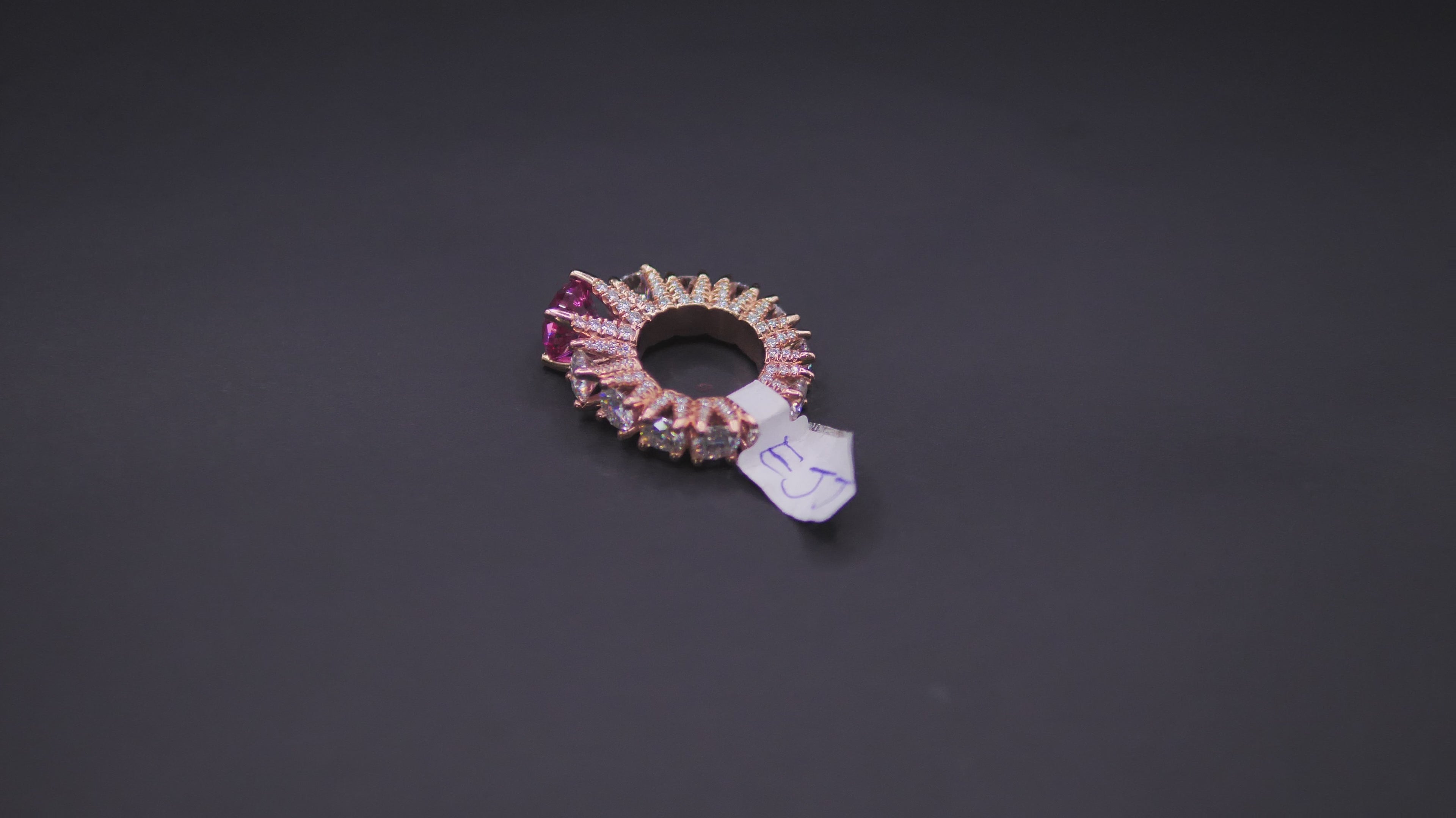 Heart-Cut Pink Stone Halo Eternity Ring In Rose Gold