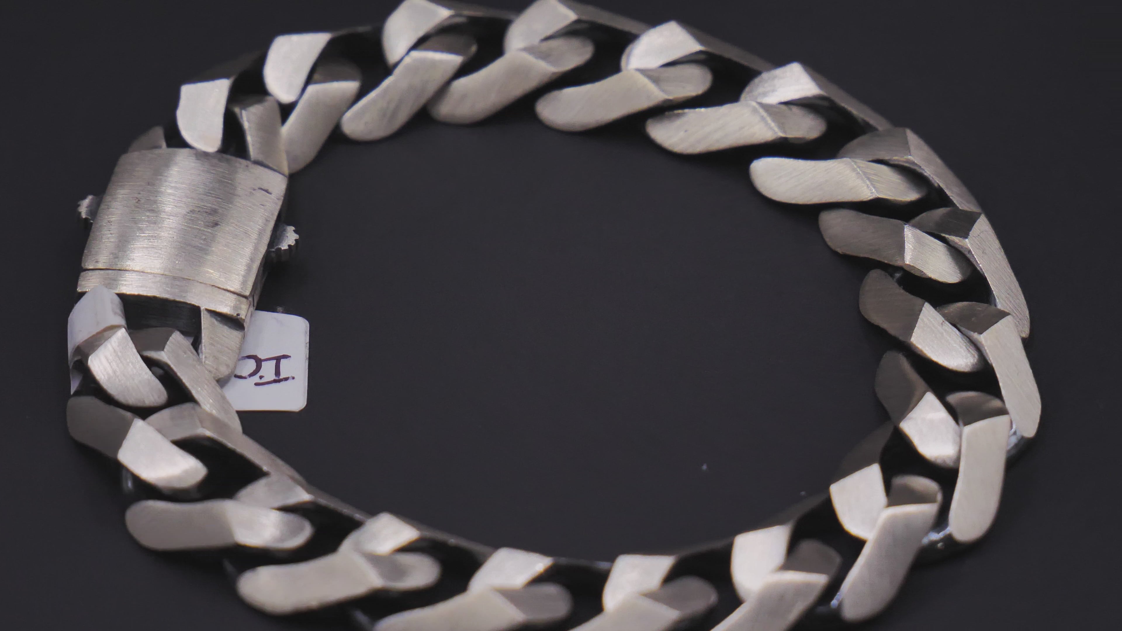 Heavyweight Brushed Finish Flat Cuban Link Bracelet In Silver