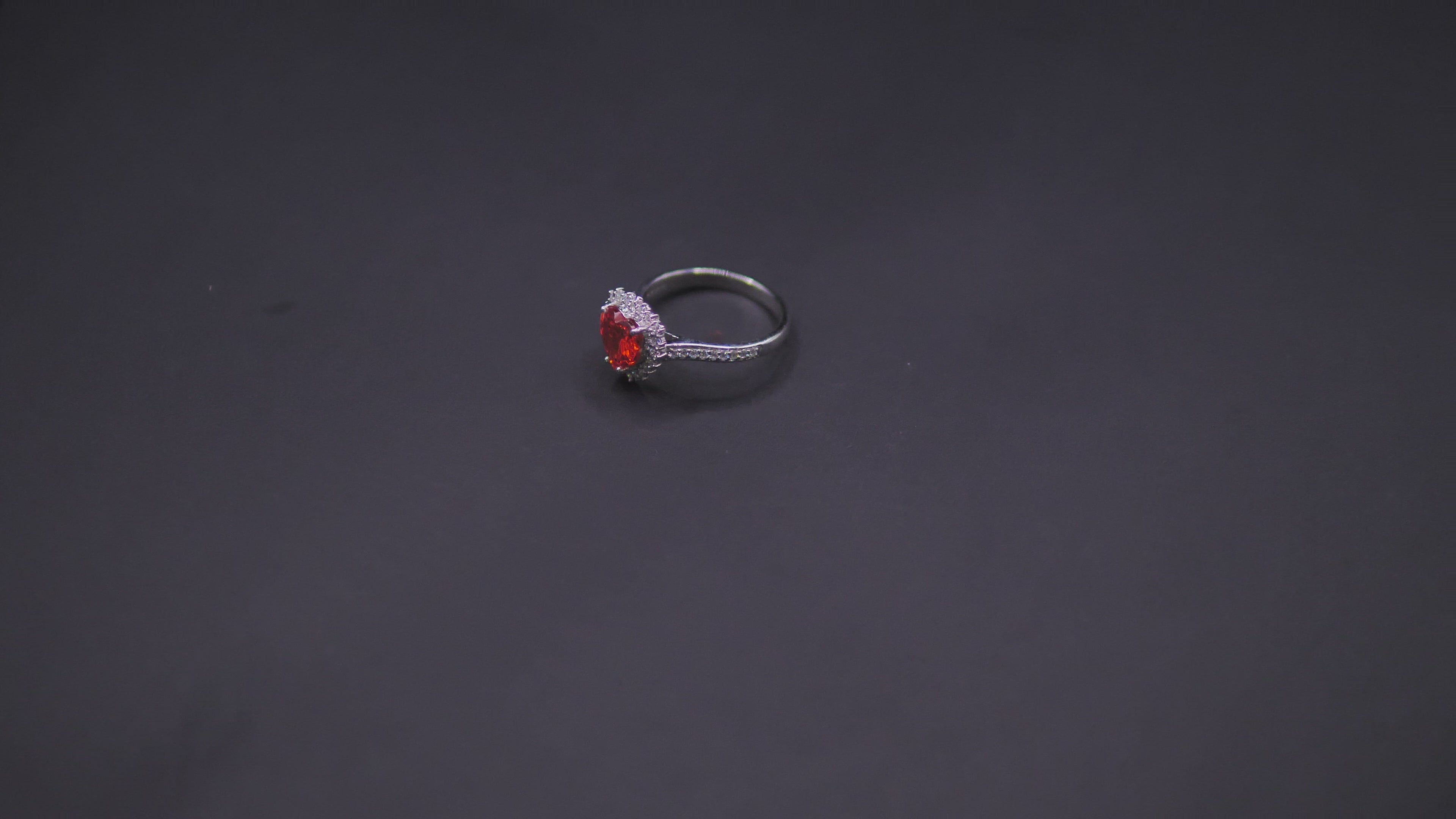 Ruby Red Heart-Cut CZ Halo Ring In White Gold