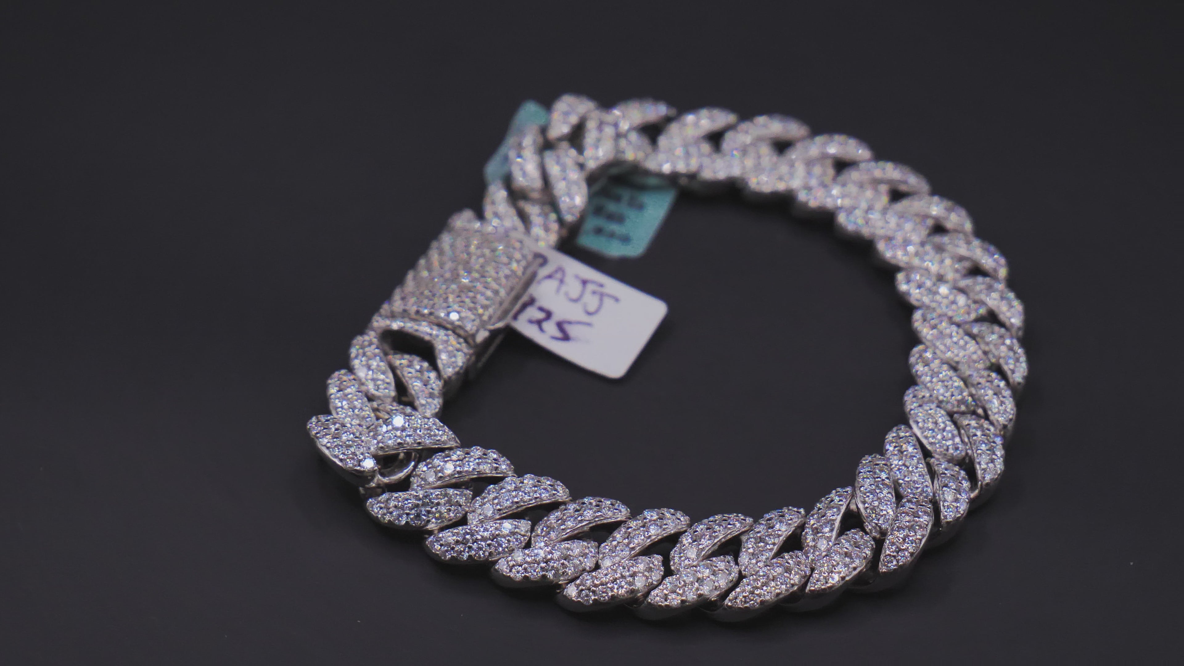 Chunky Iced Out Cuban Link Bracelet In White Gold With Full Pavé CZ & Stone-Set Clasp